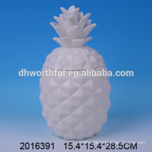 Table decor white ceramic pineapple jar ,ceramic pineapple cookie jar